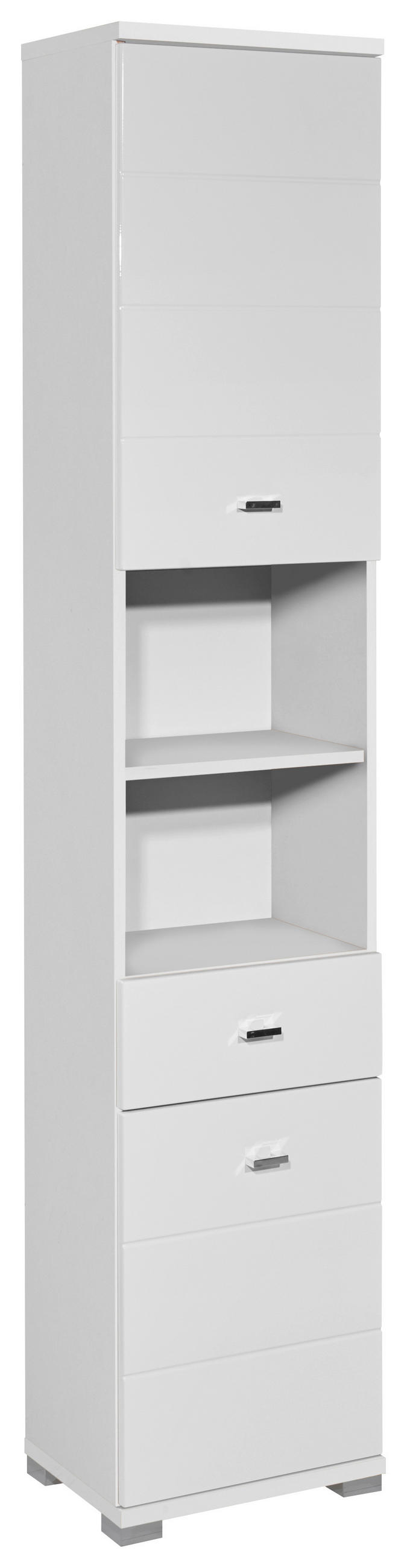 DULAP ÎNALT 38/190/30 cm - argintiu/alb, Basics, plastic/material pe bază de lemn (38/190/30cm) - Livetastic