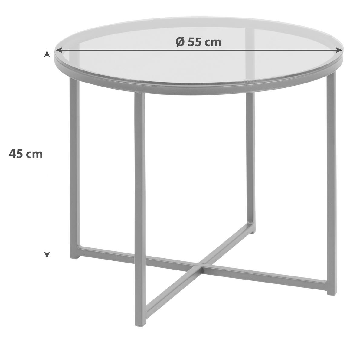BEISTELLTISCH in Metall, Glas 55/55/45 cm  - Schwarz, Konventionell, Glas/Metall (55/55/45cm) - MID.YOU
