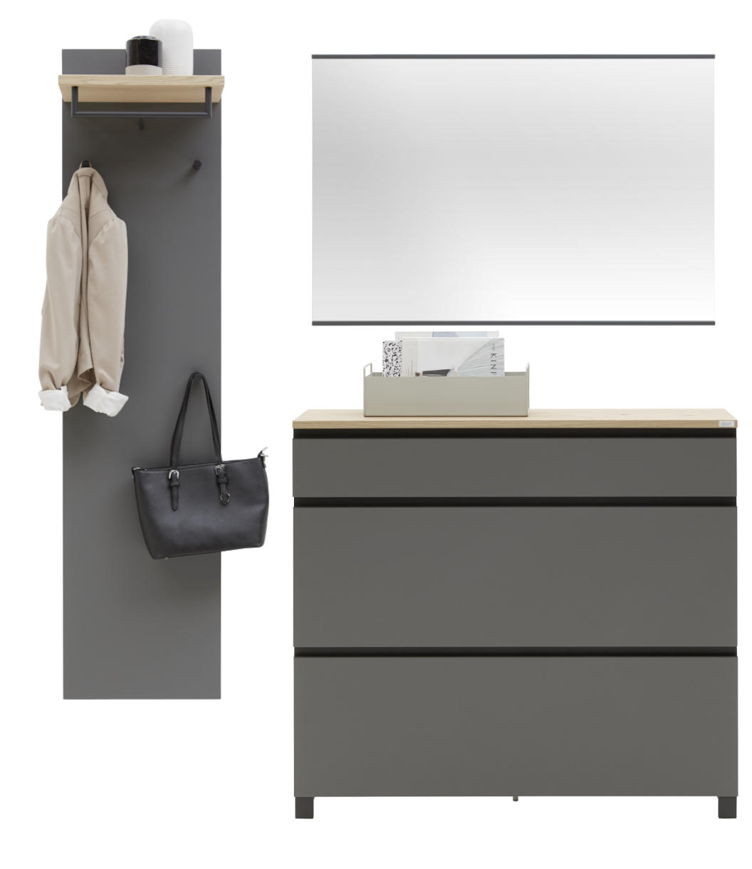 GARDEROBE Anthrazit, Grau, Eichefarben - Eichefarben/Anthrazit, Design, Holz/Metall (180/193/31cm) - Dieter Knoll