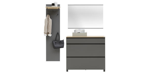 GARDEROBE 3-teilig in 180/193/31 cm - Eichefarben/Anthrazit, Design, Holz/Holzwerkstoff (180/193/31cm) - Dieter Knoll