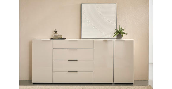 SIDEBOARD  225/99,7/42 cm 4 Schublade(n)  - Kaschmir/Schwarz, Design, Glas/Holzwerkstoff (225/99,7/42cm) - Novel