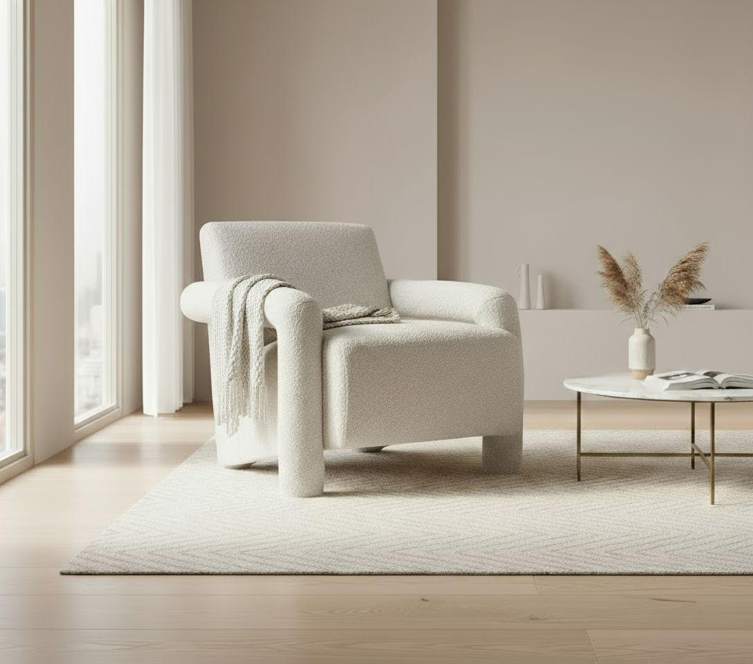 SESSEL in Bouclé Beige  - Beige, Design, Holz/Textil (78/90/73cm) - Livetastic