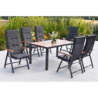 GARTENTISCHGRUPPE Aluminium  - Graphitfarben/Naturfarben, KONVENTIONELL, Textil/Metall - Gardenson