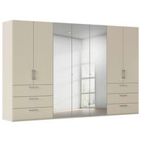 DREHTÜRENSCHRANK 350/235/61 cm,  in Champagner, 7-türig  - Chromfarben/Edelstahlfarben, Basics, Glas/Holzwerkstoff (350/235/61cm) - Novel