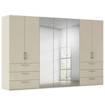 DREHTÜRENSCHRANK 350/223/61 cm,  in Champagner, 7-türig  - Chromfarben/Edelstahlfarben, Basics, Glas/Holzwerkstoff (350/223/61cm) - Novel