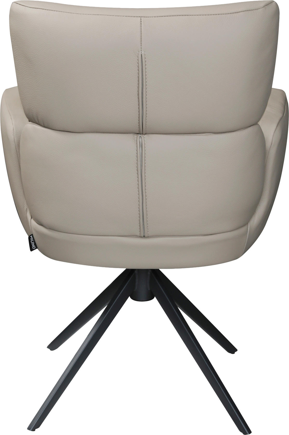 ARMLEHNSTUHL  Lederauswahl, Sitzfläche 360° drehbar, automatische Rückholfunktion  Echtleder  Taupe  - Taupe/Schwarz, Design, Leder/Metall (62,5/86,5/67cm) - Milino
