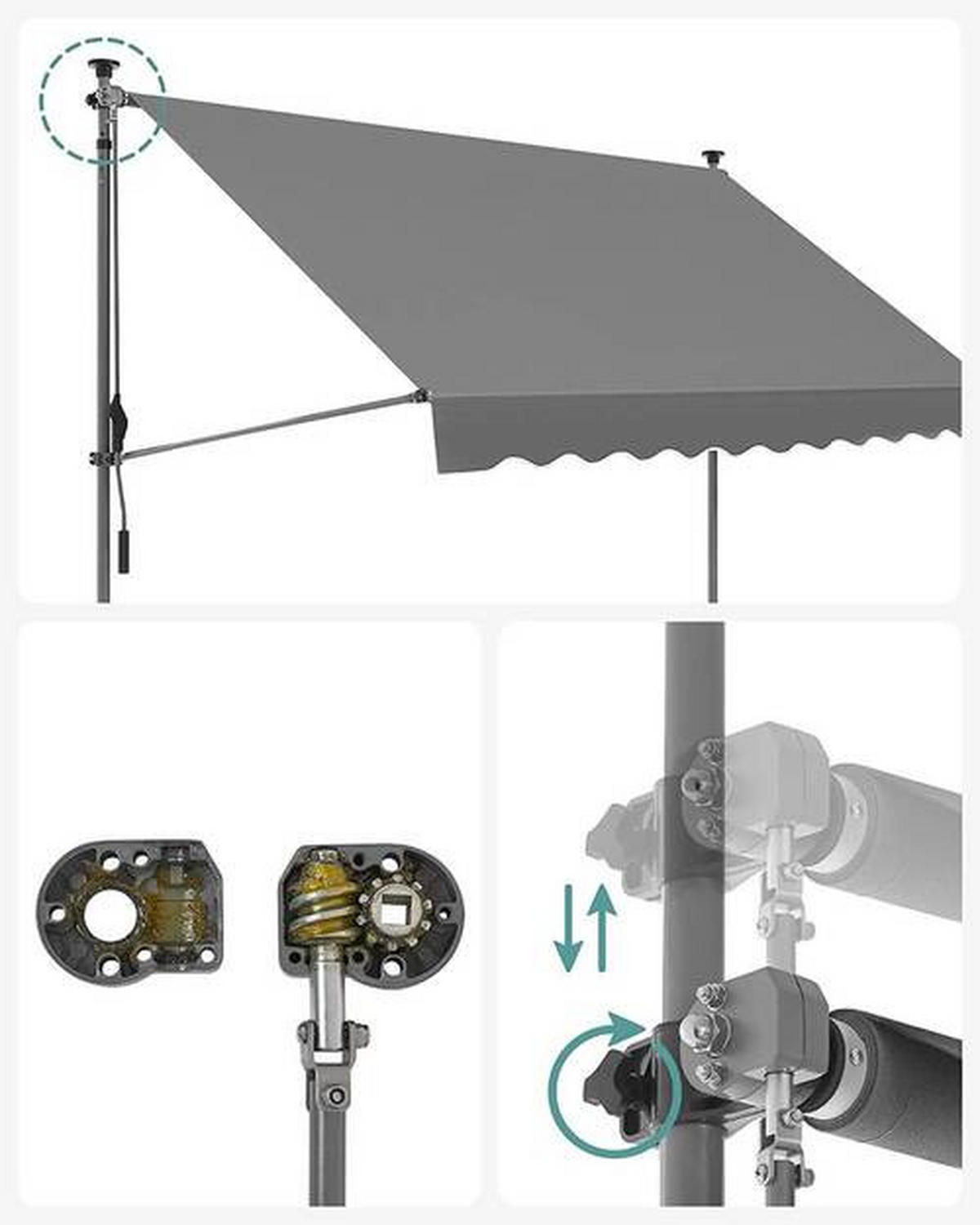 MARKÍZA  - antracitová/hliníková, Basics, kov/textil (180/300cm) - Modante