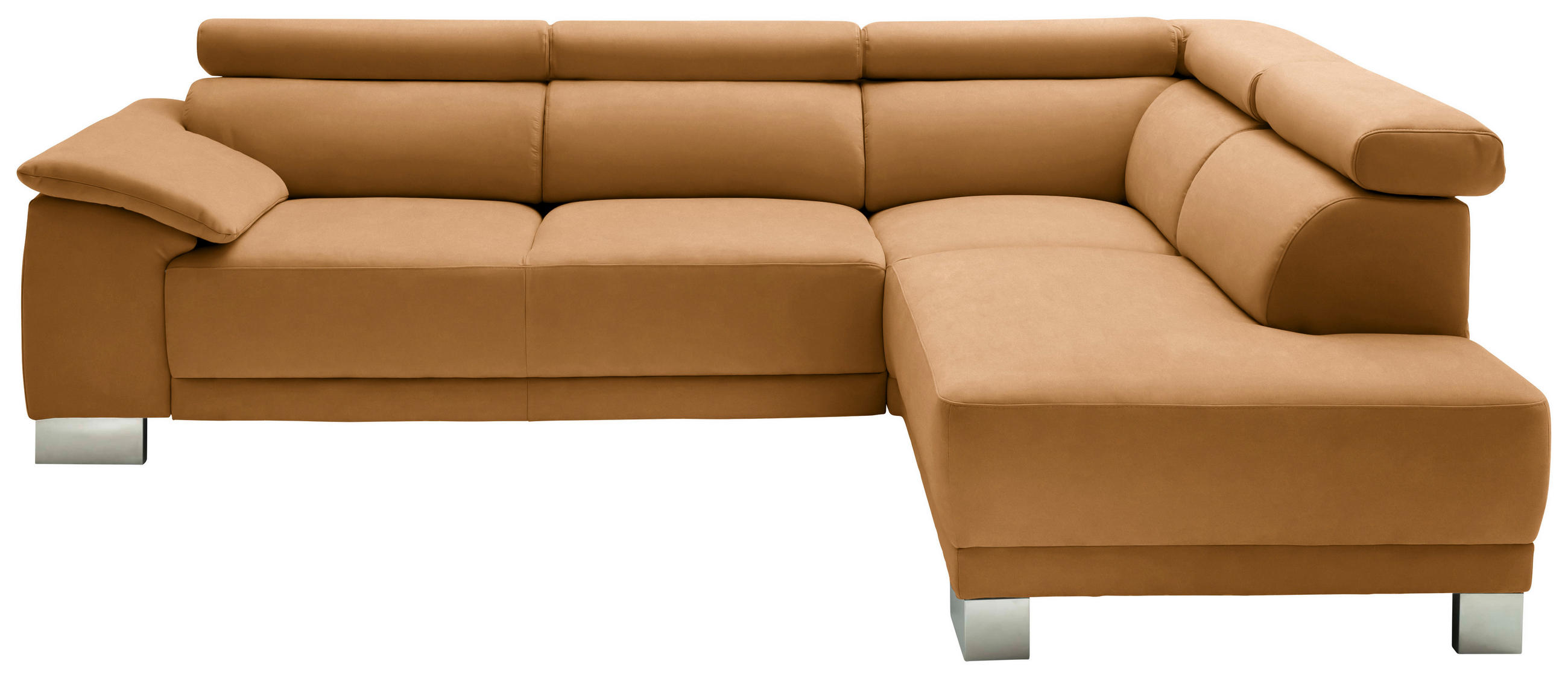 ECKSOFA in Mikrofaser Gelb, Orange  270/205 cm  - Chromfarben/Gelb, Design, Holz/Textil (270/205cm) - Pure Home Lifestyle
