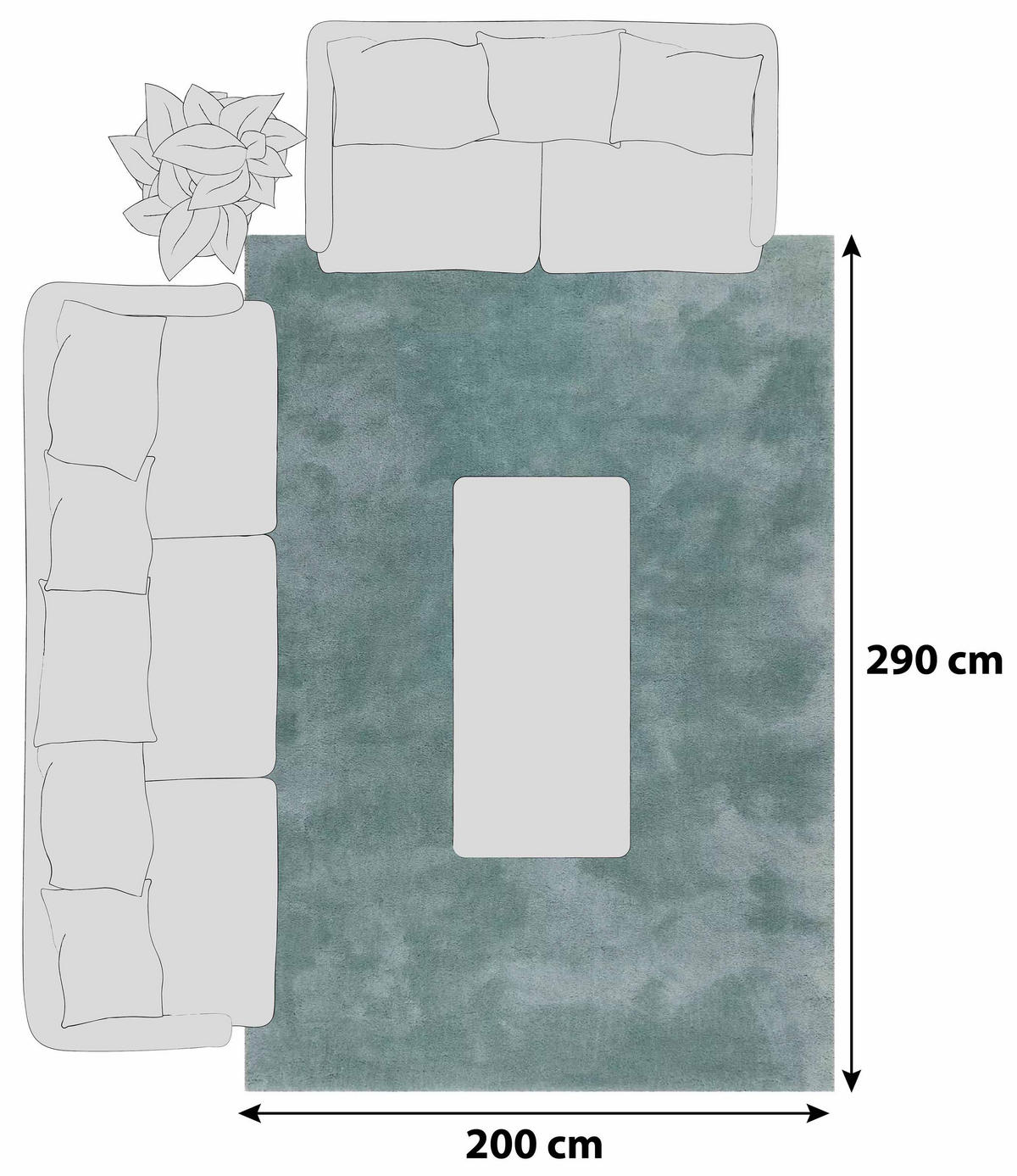 HOCHFLORTEPPICH 200/290 cm Relaxx Türkis  - Türkis, Basics, Textil (200/290cm) - Esprit