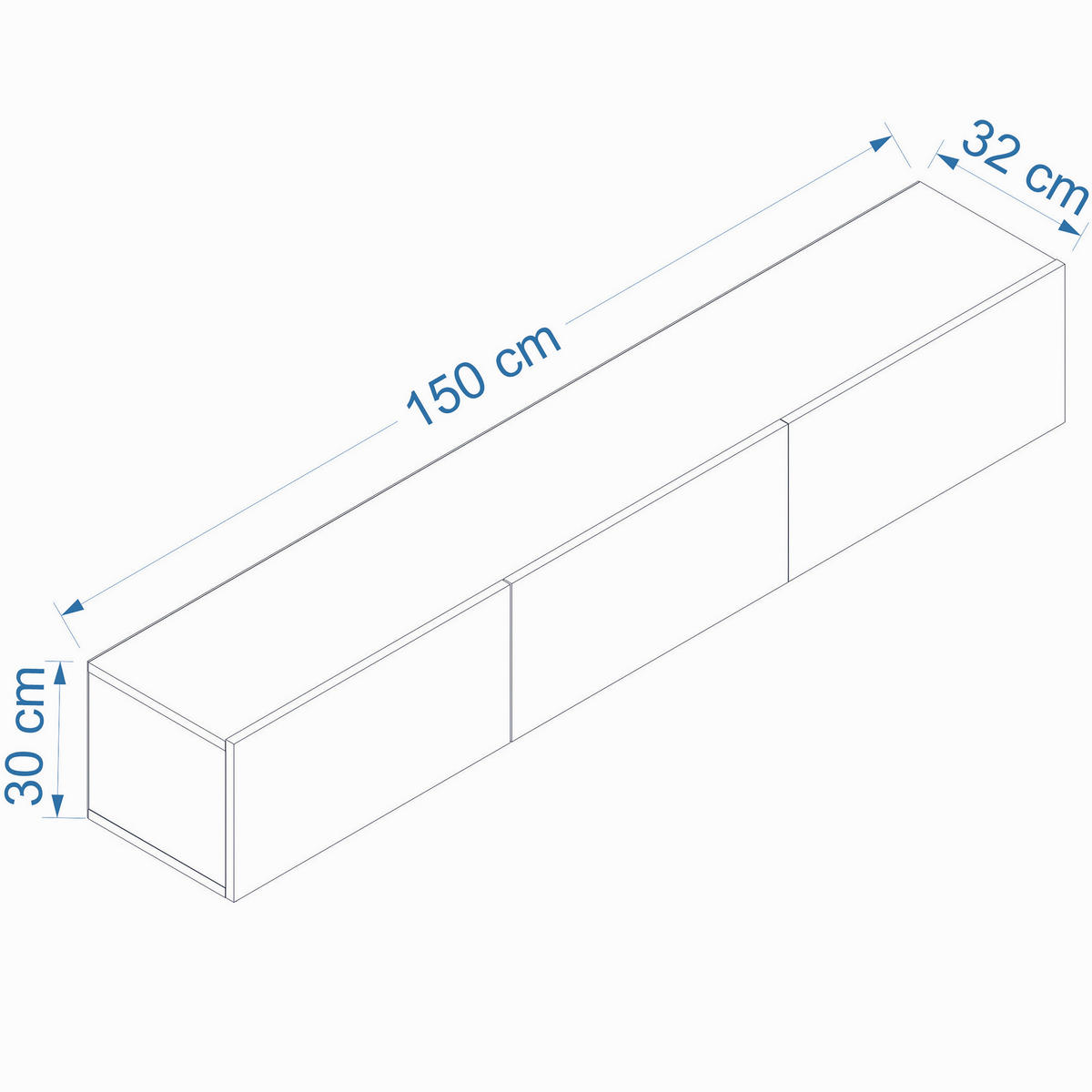 LOWBOARD  150/30/32 cm  hängend  - Weiß, Design, Holzwerkstoff (150/30/32cm) - MID.YOU