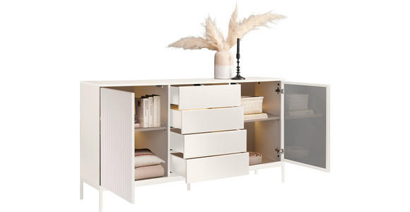 SIDEBOARD  in 153,6/83/38 cm  - Kaschmir, KONVENTIONELL, Glas/Holzwerkstoff (153,6/83/38cm) - Voleo