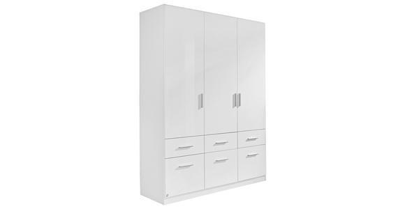 DREHTÜRENSCHRANK 136/197/54 cm 3-türig Weiß, Weiß Hochglanz - Weiß Hochglanz/Alufarben, Design, Holzwerkstoff/Kunststoff (136/197/54cm) - Carryhome