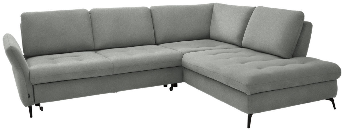 ECKSOFA in Struktur Hellgrau  - Hellgrau/Schwarz, Natur, Textil/Metall (288/233cm) - Valnatura