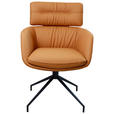 ARMLEHNSTUHL  Wippfunktion, Sitzfläche 360° drehbar, Lederauswahl  Echtleder  - Cognac/Schwarz, Design, Leder/Metall (62/92/66cm) - Dieter Knoll