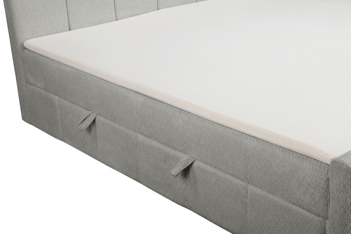 BOXBETT 180/200 cm,  in Grau, gepolstertes Kopfteil, Bettkasten, Topper, Matratzen, H3 + H3 = fest  - Schwarz/Grau, Basics, Kunststoff/Textil (180/200cm) - Chameo