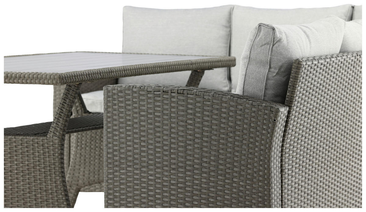 DINING-LOUNGESET 2-teilig  - Grau, KONVENTIONELL, Kunststoff - Gardenson