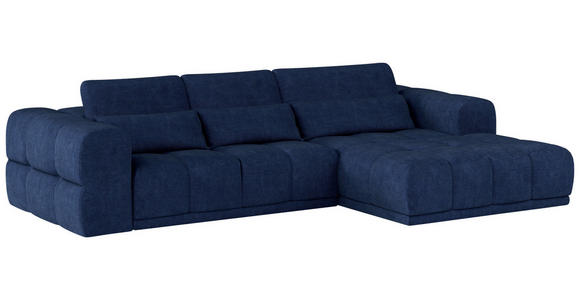 ECKSOFA Dunkelblau Chenille  - Schwarz/Dunkelblau, KONVENTIONELL, Kunststoff/Textil (290/203cm) - Carryhome