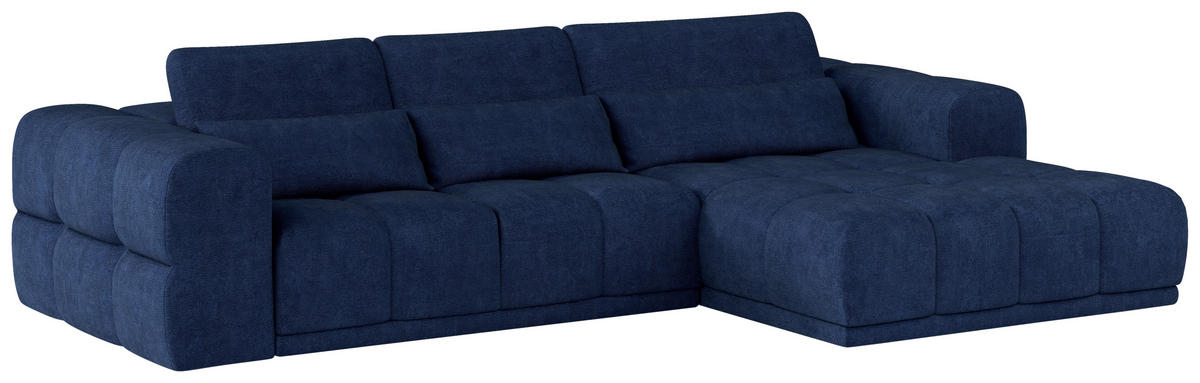 HÖRNSOFFA i chenille mörkblå  - svart/mörkblå, Klassisk, textil/plast (290/203cm) - MID.YOU
