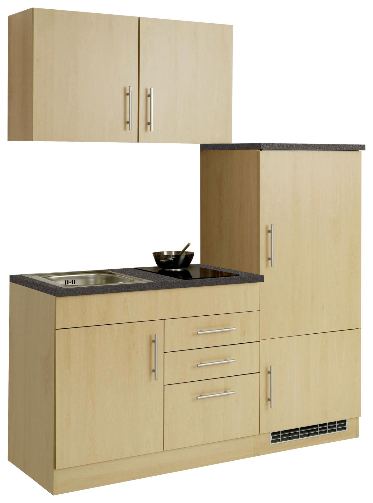 KÜCHENBLOCK 160 cm   in Buchefarben  - Chromfarben/Buchefarben, Modern, Holzwerkstoff/Metall (160cm) - Held