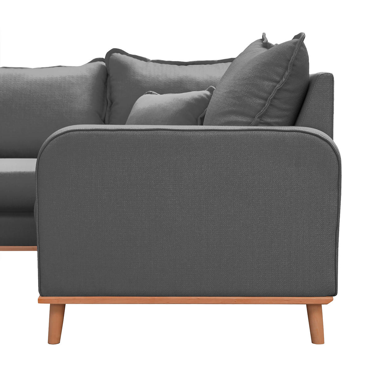 WOHNLANDSCHAFT Grau Textilgeflecht  - Wengefarben/Grau, Design, Holz/Textil (170/296/167cm) - Livetastic