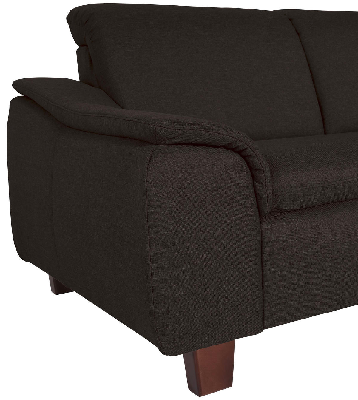 ECKSOFA in Flachgewebe Dunkelbraun  - Dunkelbraun/Nussbaumfarben, Design, Holz/Textil (247/187cm) - Max Winzer