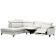 ECKSOFA in Echtleder Weiß  - Schwarz/Weiß, Design, Leder/Metall (239/289cm) - Cantus