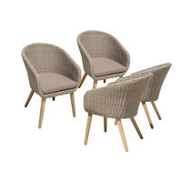 GARTENSTUHL-SET Akazie Aluminium Akaziefarben, Beige  - Beige/Hellgrau, Basics, Holz/Kunststoff (62/82/66cm) - Gardenson