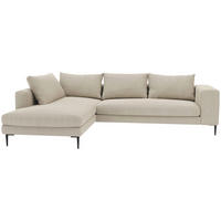 ECKSOFA in Struktur Beige  210/295 cm  - Beige/Schwarz, MODERN, Textil/Metall (210/295cm) - Trendmanufaktur