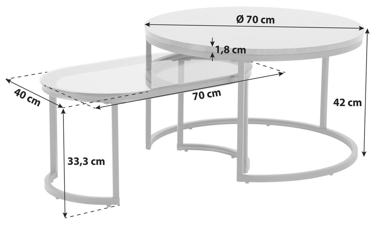 TABLE BASSE in Metall, Glas, Holzwerkstoff 70/70/42 cm  - noir, Konventionell, métal/verre (70/70/42cm) - MID.YOU