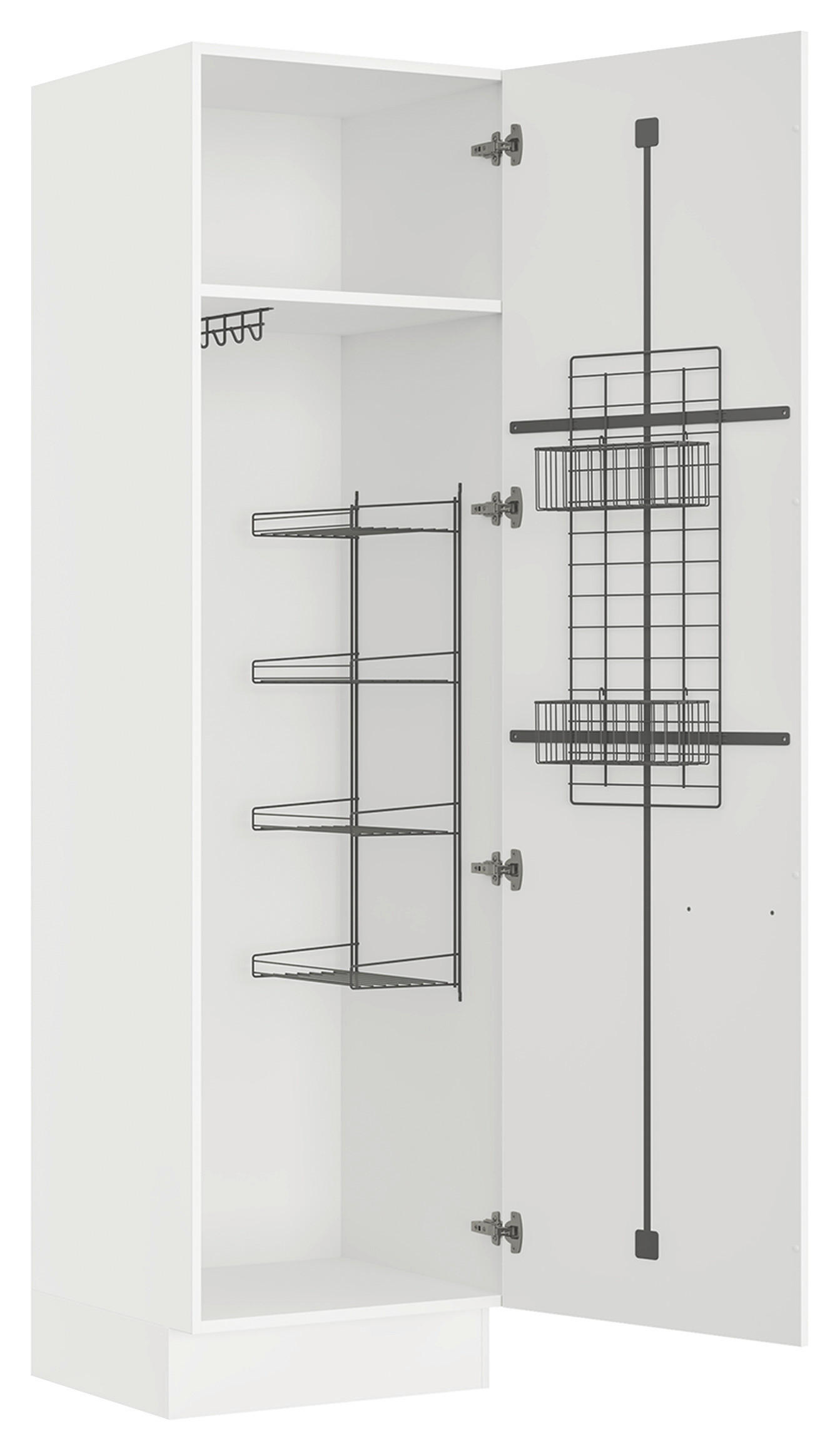 MEHRZWECKSCHRANK 60/216,6/58,2 cm  in Weiß  - Edelstahlfarben/Weiß, MODERN, Holzwerkstoff/Metall (60/216,6/58,2cm) - Nobilia