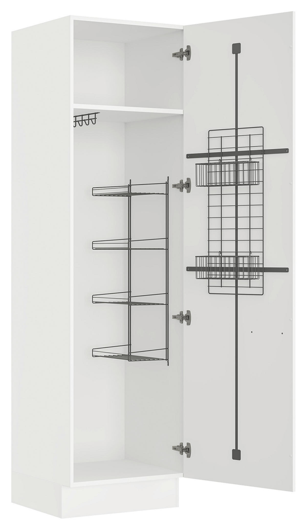 MEHRZWECKSCHRANK 60/216,6/58,2 cm  in Weiß  - Edelstahlfarben/Weiß, MODERN, Holzwerkstoff/Metall (60/216,6/58,2cm) - Nobilia