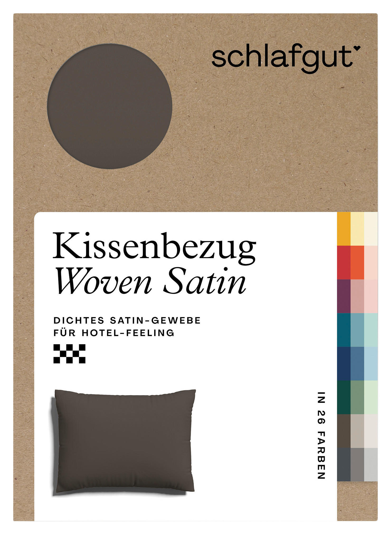 KOPFPOLSTERBEZUG WOVEN SATIN 60/80 cm  - Dunkelbraun, Basics, Textil (60/80cm) - Schlafgut