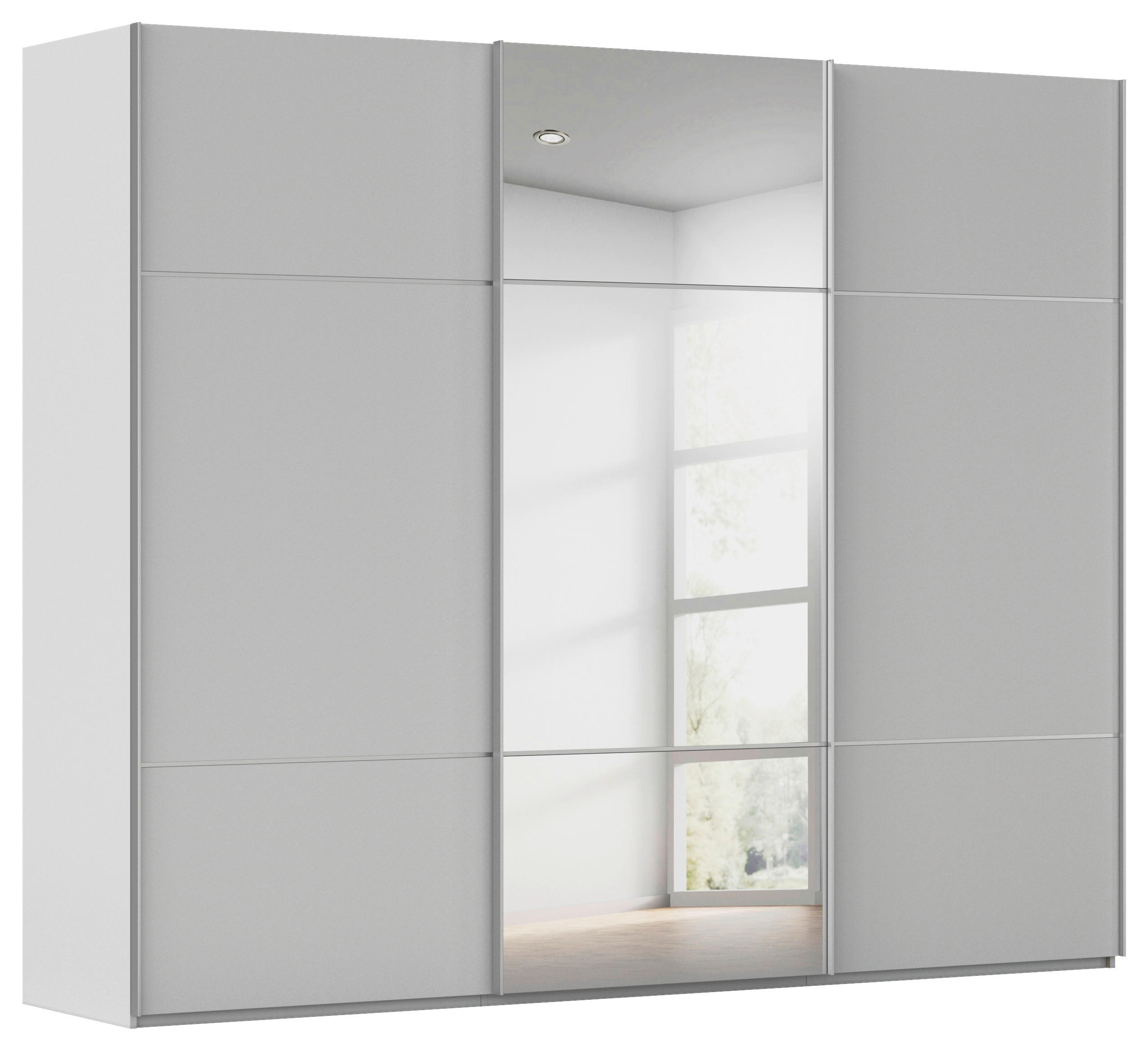SCHWEBETÜRENSCHRANK in Grau  - Chromfarben/Grau, Konventionell, Glas/Holzwerkstoff (242/223/68cm) - Novel