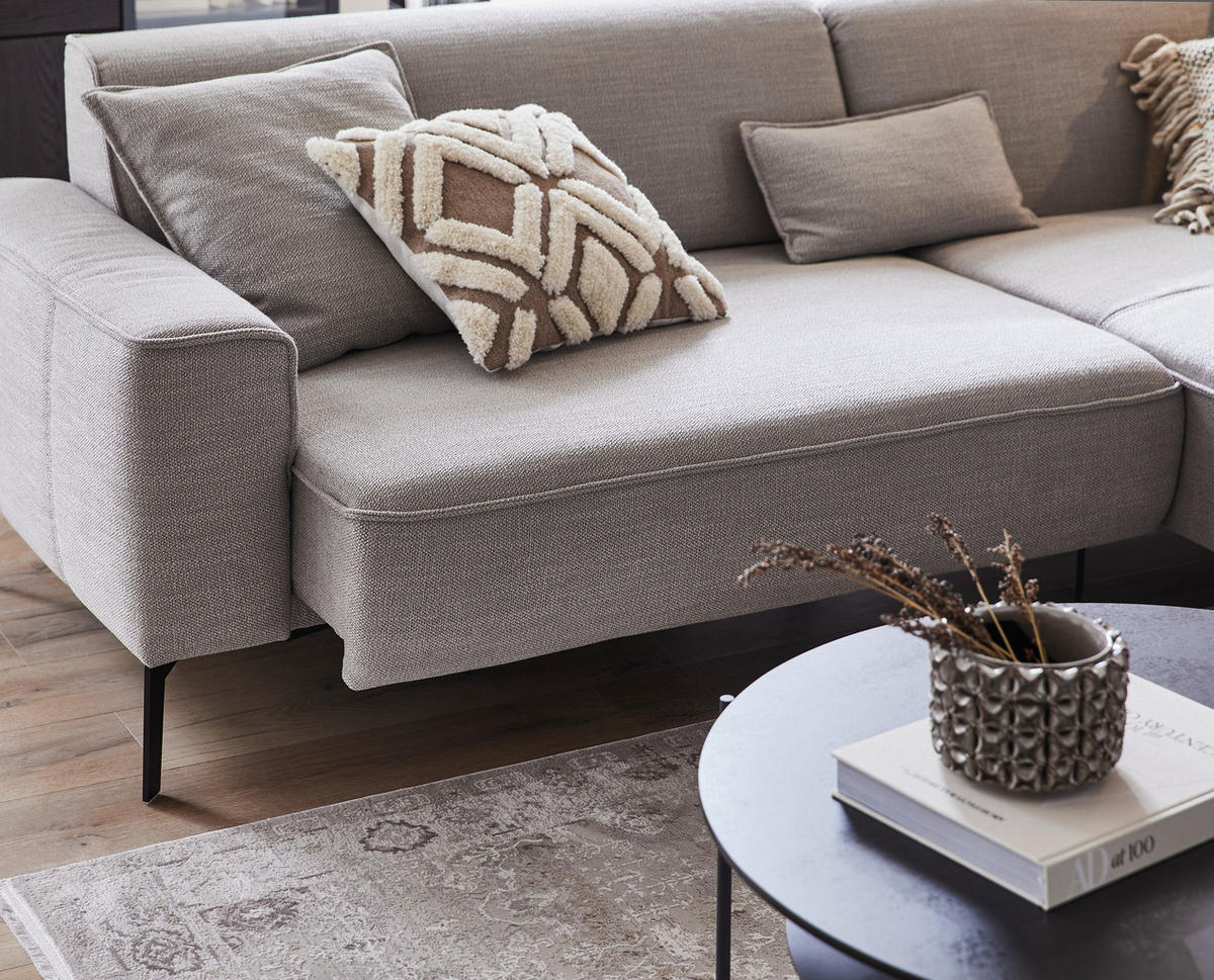 ECKSOFA in Flachgewebe Grau  - Schwarz/Grau, Design, Textil/Metall (285/190cm) - Johann Jakob