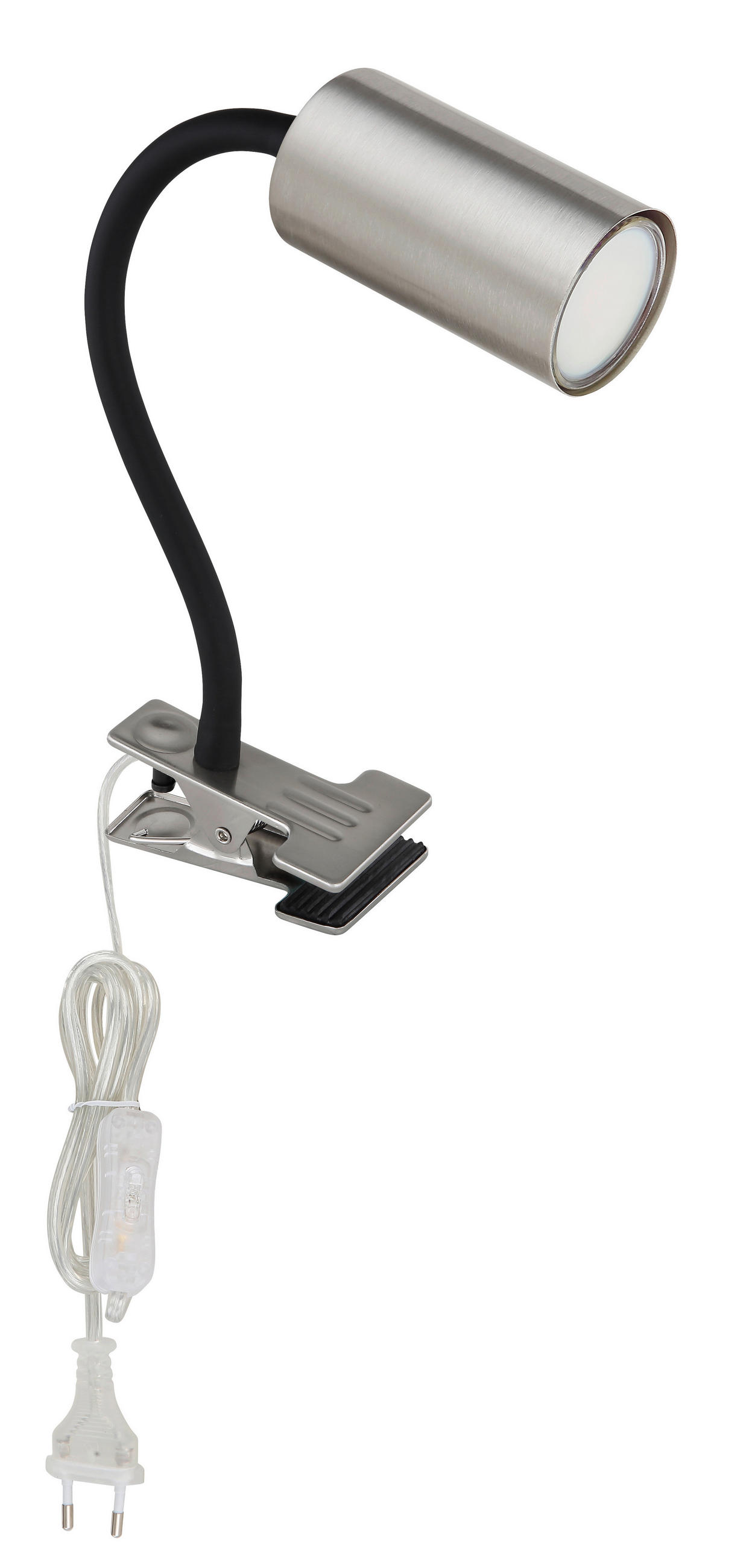 KLEMMLEUCHTE 10/5,5/41,5 cm   - Schwarz/Nickelfarben, Basics, Kunststoff/Metall (10/5,5/41,5cm) - Globo