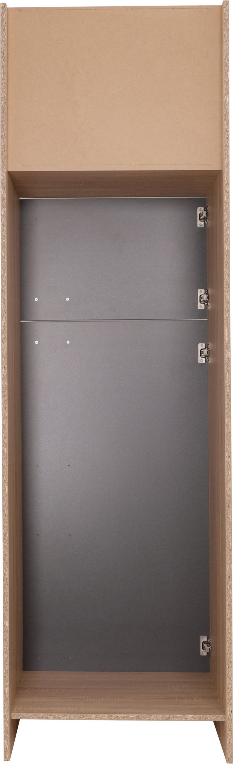 GERÄTEUMBAUSCHRANK 60/200/60 cm  in Grau, Eichefarben  - Eichefarben/Silberfarben, Basics, Holzwerkstoff/Metall (60/200/60cm) - Respekta