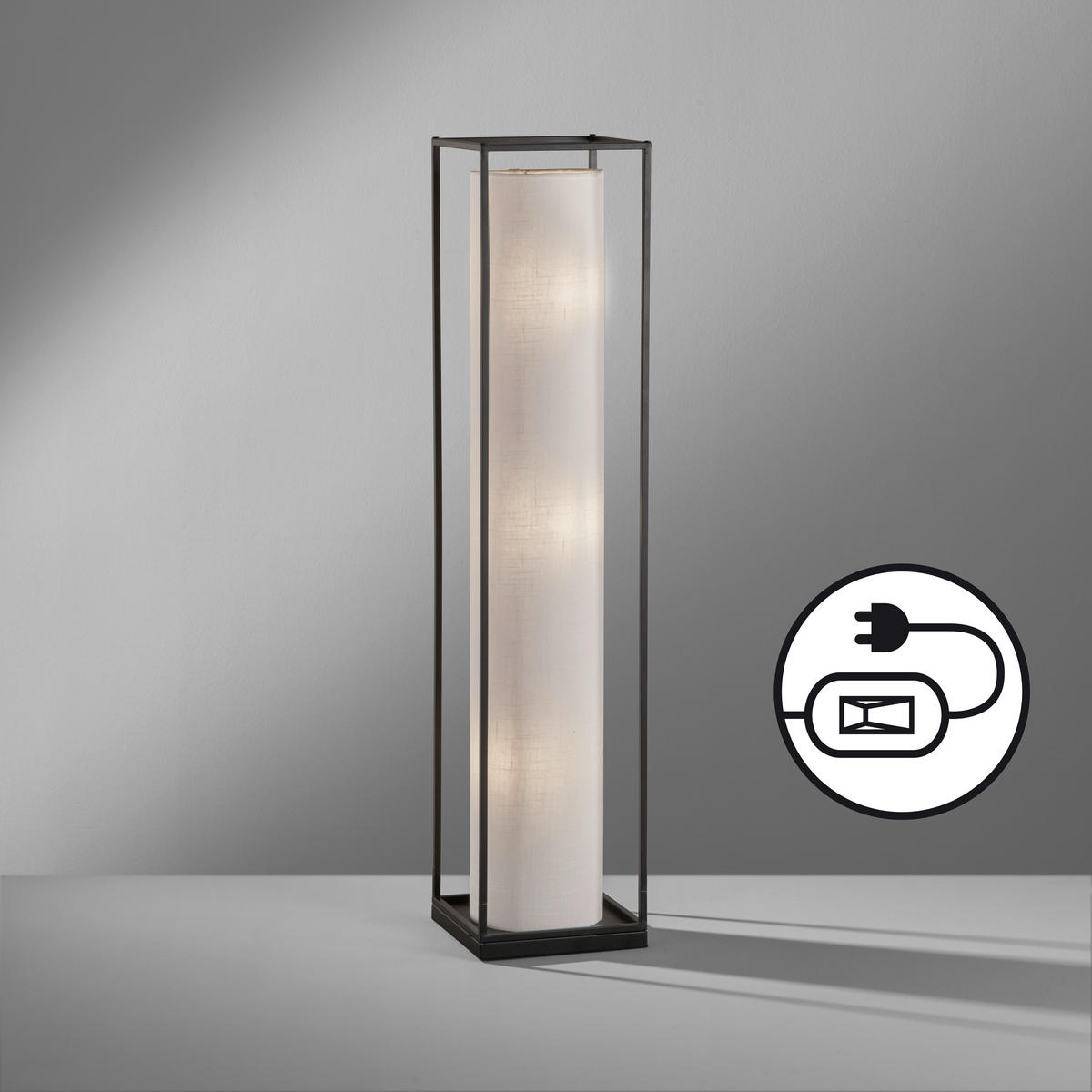 GOLVLAMPA Thor 25/2/114,50 cm    - vit/svart, Klassisk, metall/textil (25/2/114,50cm) - Fischer & Honsel