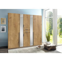 KLEIDERSCHRANK in Plankeneiche  - Plankeneiche/Alufarben, Konventionell, Glas/Holzwerkstoff (225/208/58cm) - Carryhome