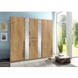 KLEIDERSCHRANK 225/208/58 cm,  in Plankeneiche, 6-türig  - Plankeneiche/Alufarben, KONVENTIONELL, Glas/Holzwerkstoff (225/208/58cm) - Carryhome