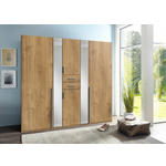 KLEIDERSCHRANK  in Plankeneiche  - Plankeneiche/Alufarben, KONVENTIONELL, Glas/Holzwerkstoff (225/208/58cm) - Carryhome