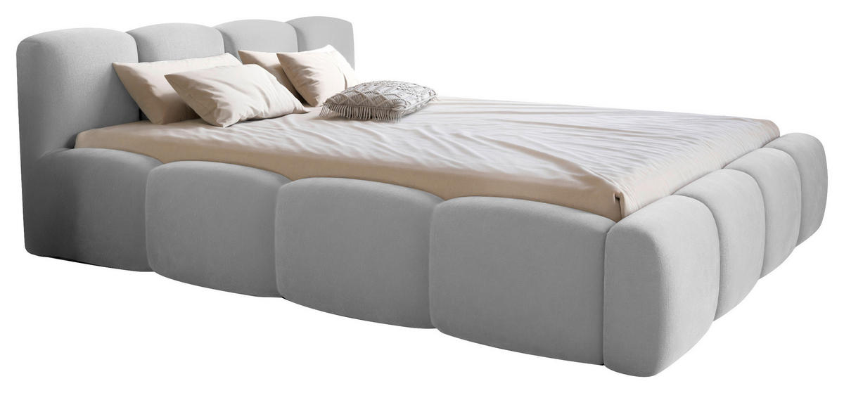 ČALOUNĚNÁ POSTEL, 140/200 cm, bílá - bílá/černá, Design, kov/dřevo (140/200cm) - Carryhome