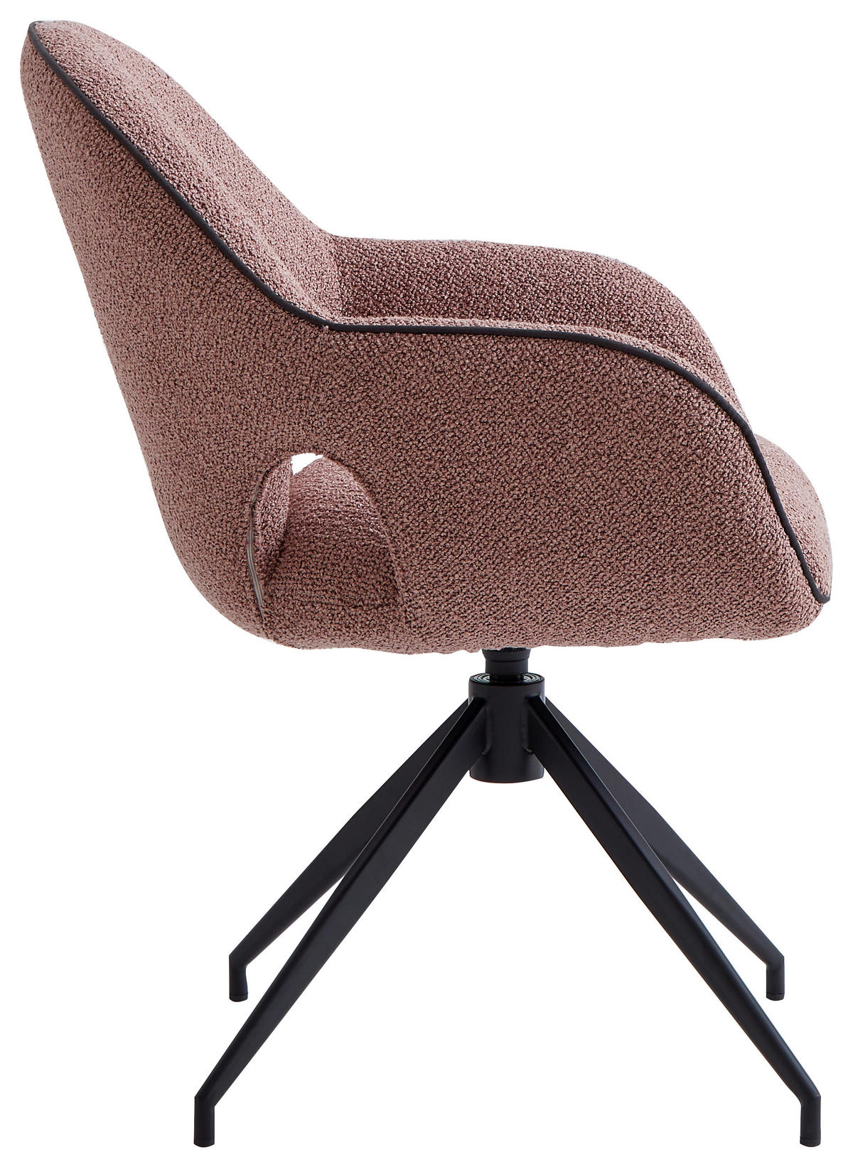 ARMLEHNSTUHL  in Eisen Leinenoptik  - Hellrot/Schwarz, Design, Textil/Metall (62/85/64cm) - Novel
