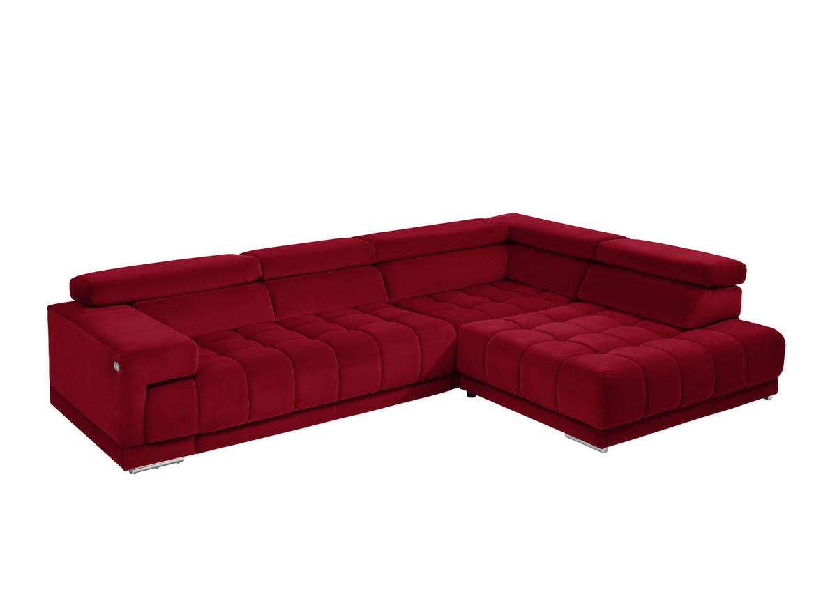 ECKSOFA in Mikrofaser Rot  326/222 cm  - Chromfarben/Rot, Design, Textil/Metall (326/222cm) - Beldomo Speed