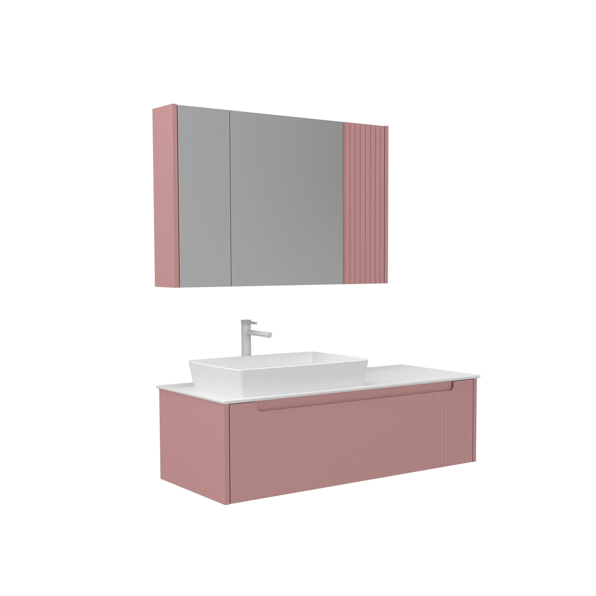 BADEZIMMER 3-teilig  in 120 cm  - Pink/Rosa, Design, Keramik/Holzwerkstoff (120cm) - Welnova