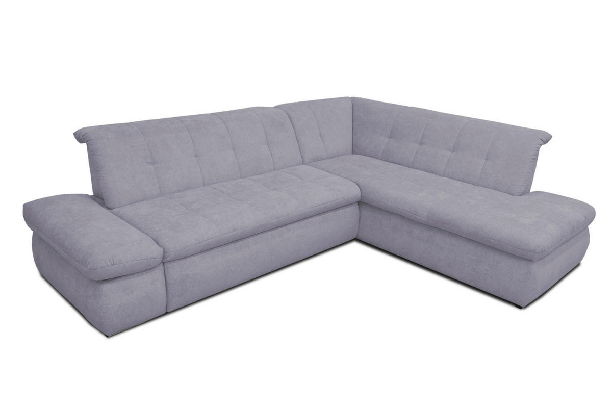 ECKSOFA in Mikrofaser Grau  273/216 cm  - Chromfarben/Grau, KONVENTIONELL, Textil/Metall (273/216cm) - MID.YOU