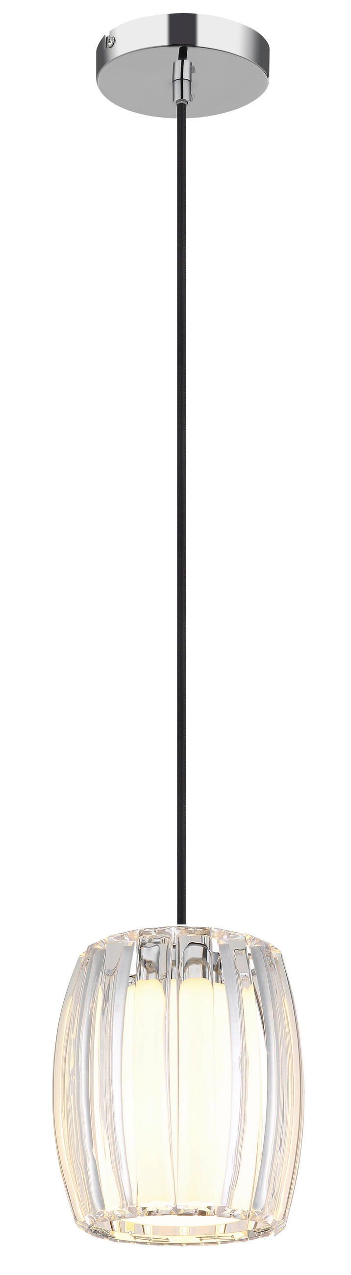 ZÁVĚSNÉ SVÍTIDLO, 18/120 cm  - černá/čiré, Design, kov/textil (18/120cm) - Globo