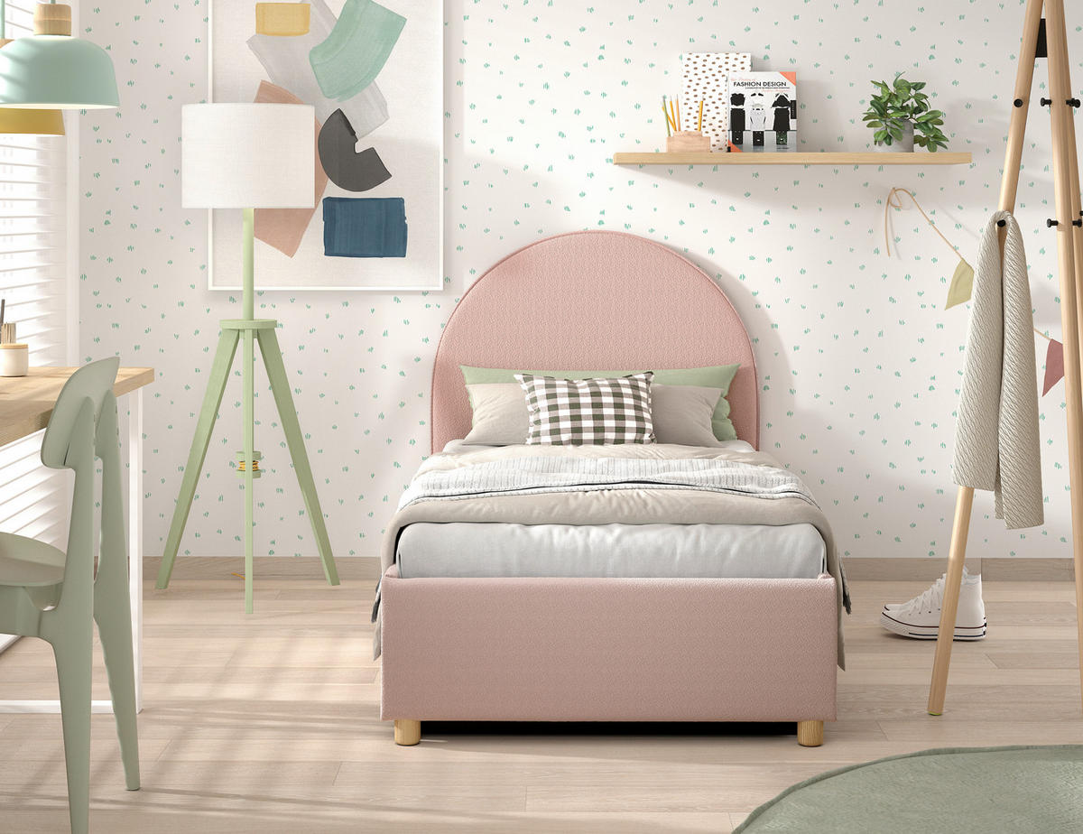 KINDER-/JUNIORBETT - Naturfarben/Rosa, ROMANTIK / LANDHAUS, Holz/Textil (90/200cm) - Vipack