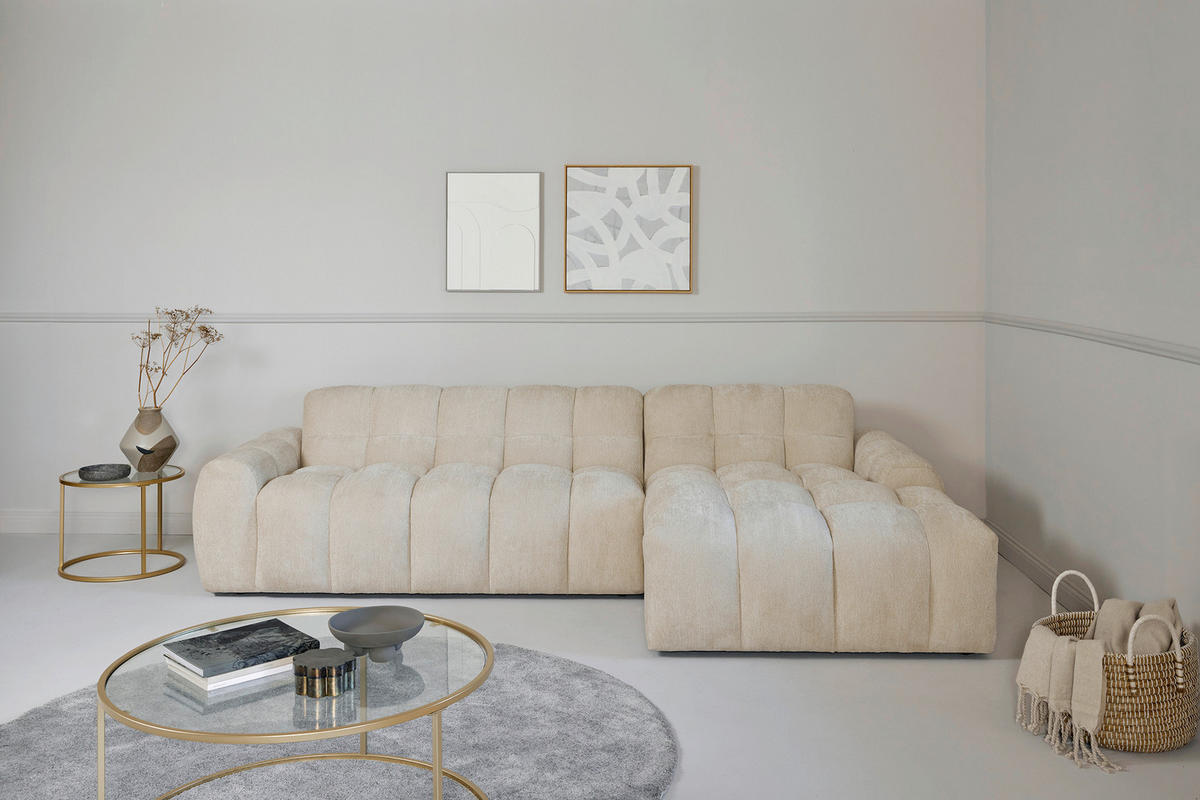 ECKSOFA RELAX BUBBLE CORNER L-R EU Beige Bouclé  - Beige/Schwarz, MODERN, Holz/Kunststoff (305/159cm) - Livetastic