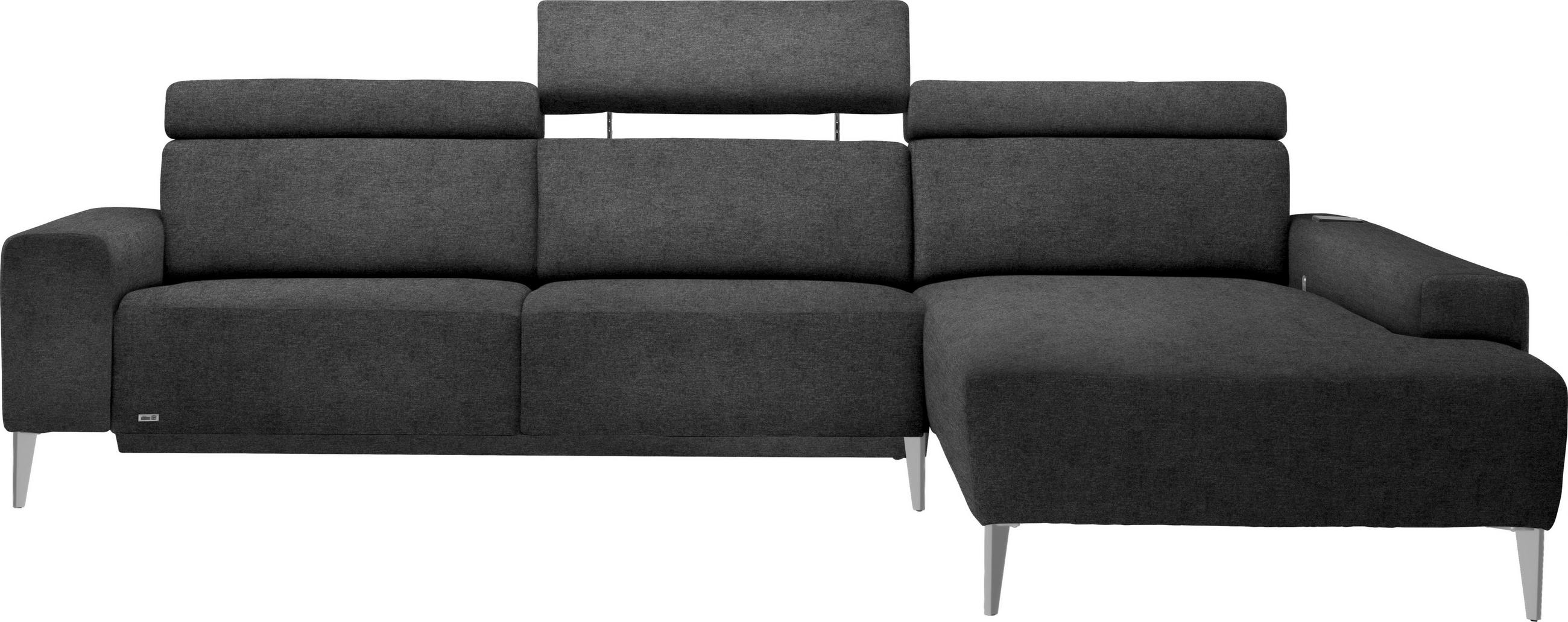 ECKSOFA in Chenille Anthrazit  288/205 cm  - Anthrazit/Alufarben, Design, Textil (288/205cm) - Sedda