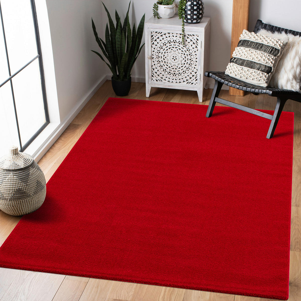 WEBTEPPICH 140/200 cm Uni Rot  - Rot, LIFESTYLE, Kunststoff/Textil (140/200cm)